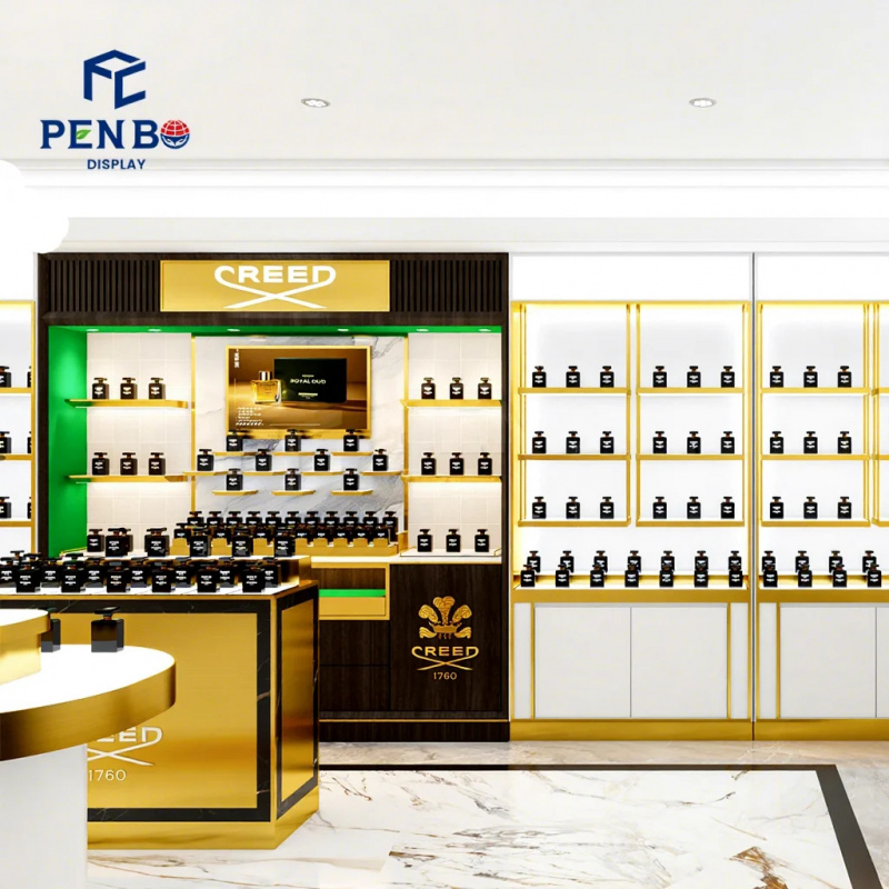 Perfume Fragrance Bar - ตู้โชว์น้ำหอมแบบติดผนังสั่งทำพิเศษ สไตล์หรูหรา พร้อมเคาน์เตอร์โชว์น้ำหอม ดีไซน์สวยงาม