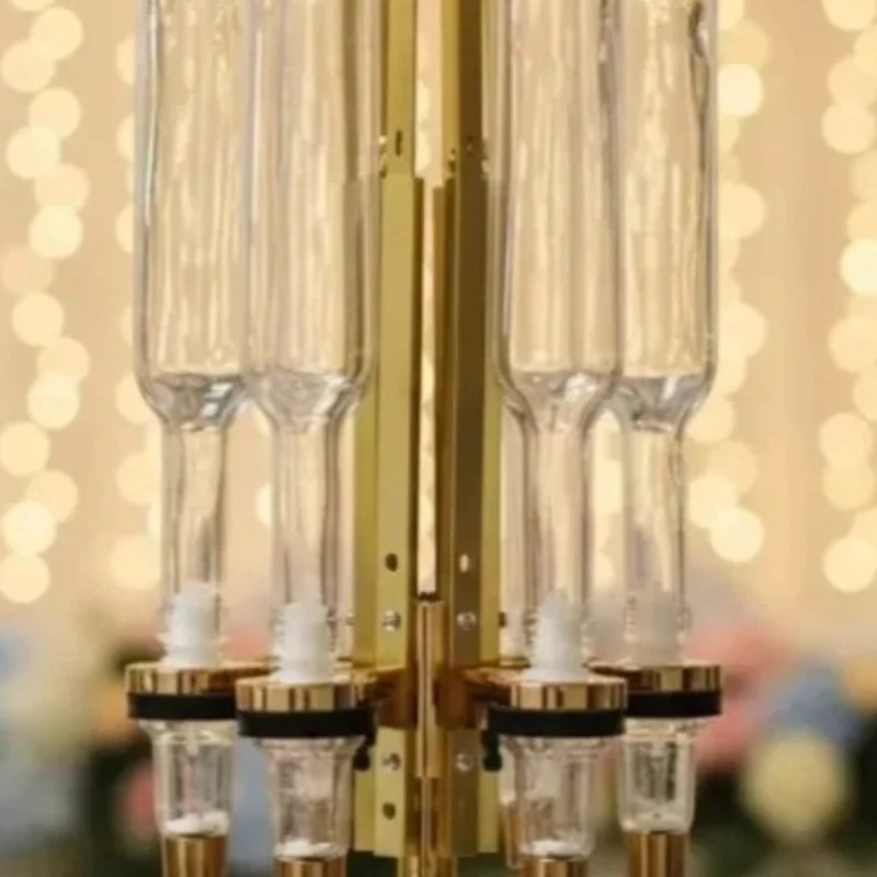 Perfume Fragrance Bar - หัวปั๊มน้ำหอมสีทอง/สีเงิน 6 ชิ้น พร้อมแท่นโชว์หมุนได้สีทอง สำหรับตกแต่งบาร์น้ำหอม