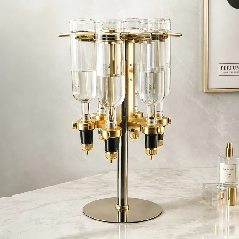 Perfume Fragrance Bar - ชั้นวางโชว์น้ำหอมสีทองแบบใหม่สำหรับ 6 ขวด ขนาด 500 มล.